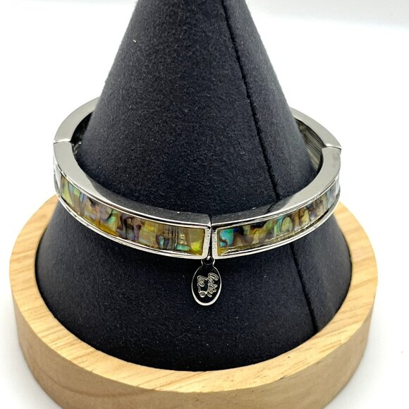 VTG Cookie Lee Abalone Shell &‎ Silver-Tone Stretch Bracelet NEW - Picture 2 of 8